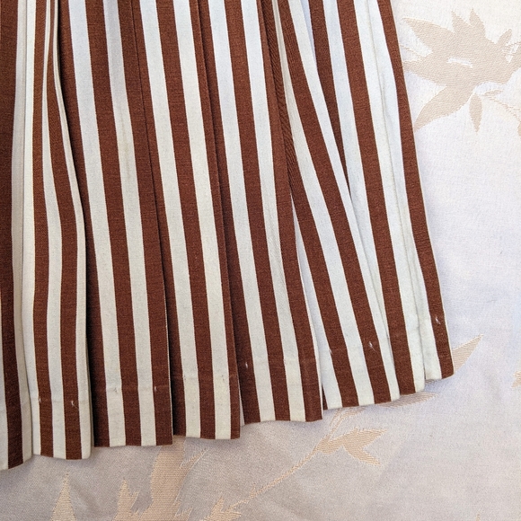 VTG Brown Striped Pleated Skirt - Picture 5 of 11